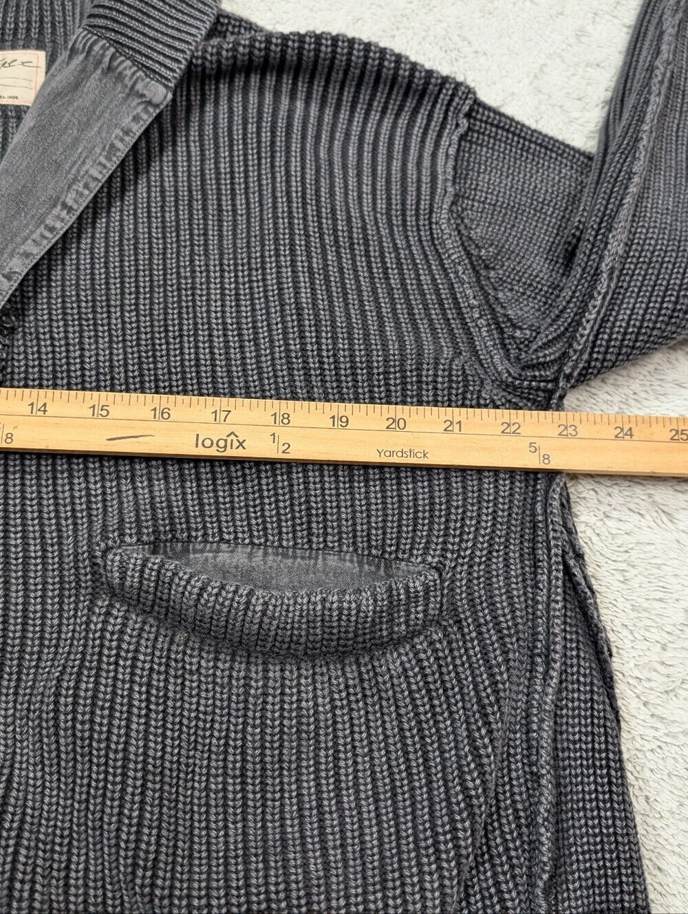 Free People Sweater Womens L Black We The Free Worn Thru Surplus Cardigan Moto - Picture 4 of 7